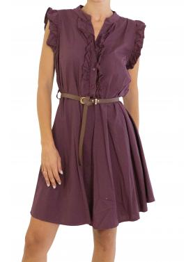 Vestito con cintura e rouge in cotone 
